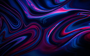 Abstract Fluid Art Wallpaper With Swirling Neon Blue And Pink Liquid Patterns HD wallpaper