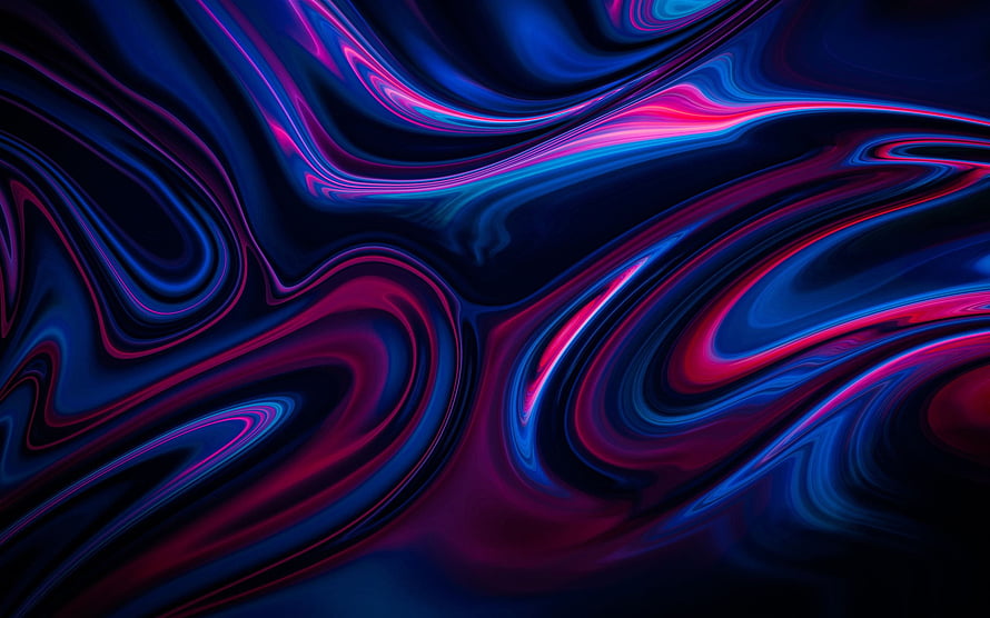 Abstract Fluid Art Wallpaper With Swirling Neon Blue And Pink Liquid Patterns HD wallpaper