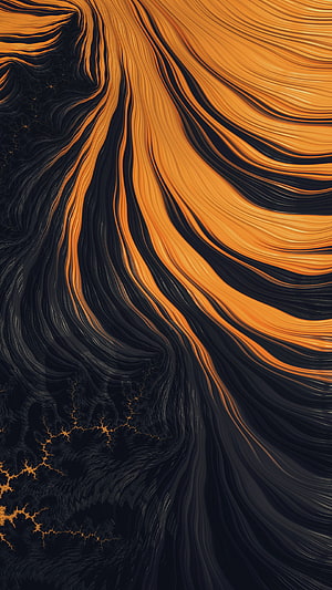 Flowing Orange and Black Abstract Art with Fractal Patterns HD phone wallpaper