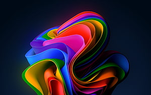 Vibrant Rainbow Abstract 3D Flowing Ribbon Wallpaper HD wallpaper