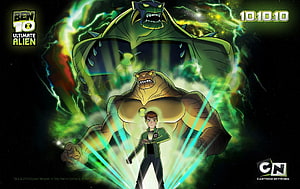 Ben 10 Ultimate Alien promotional artwork featuring Ben Tennyson and alien transformations HD wallpaper