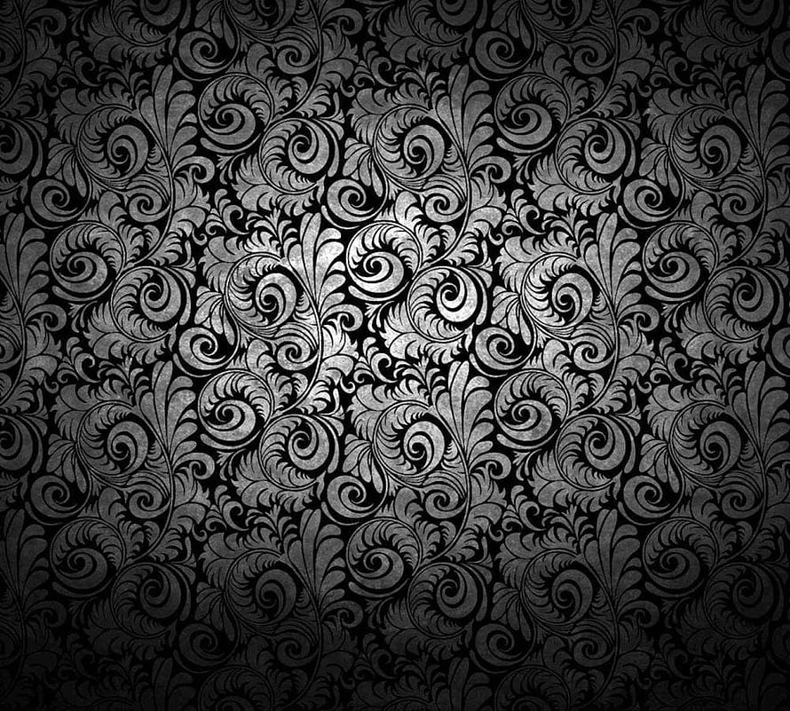 Elegant Black and Silver Damask Pattern with Ornate Floral Scrollwork HD wallpaper