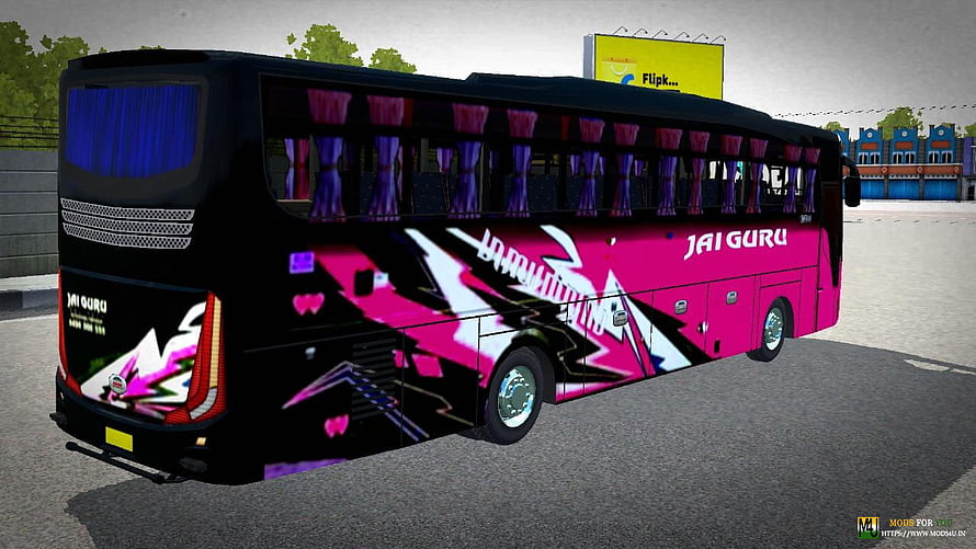 Jai Guru Kerala Tourist Bus Livery with Vibrant Pink and Black Graphic Design HD wallpaper