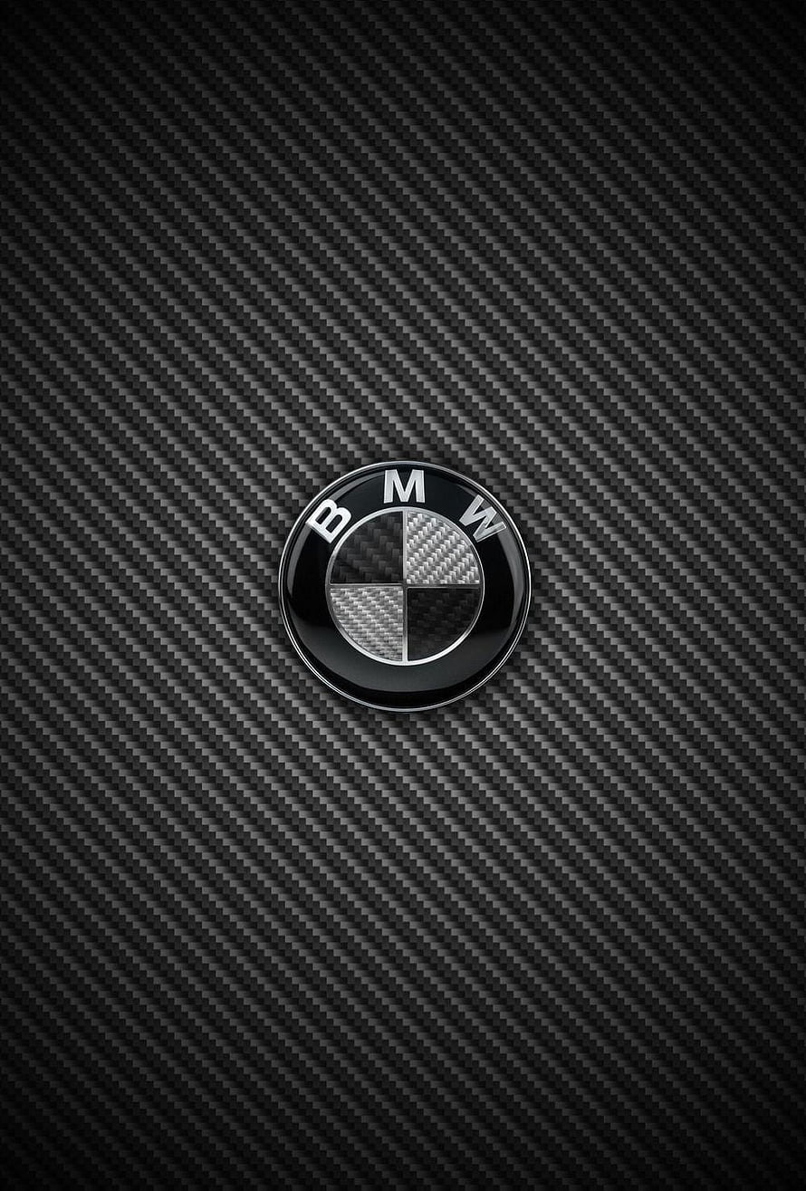 Black BMW M Power Logo on Carbon Fiber Texture Background HD phone wallpaper