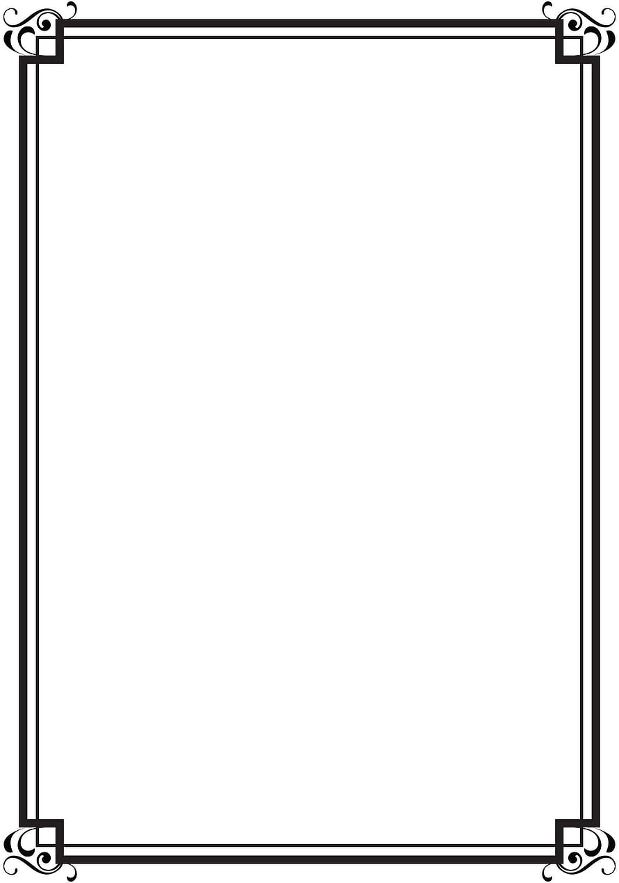 Elegant Black and White Decorative Border Frame With Ornate Corner Scrolls HD phone wallpaper