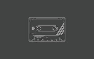 Minimalist cassette tape line art on dark gray background HD wallpaper