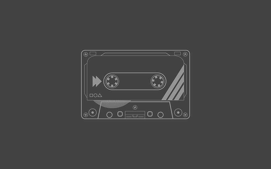 Minimalist cassette tape line art on dark gray background HD wallpaper