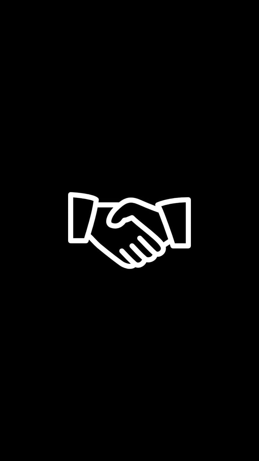 Minimalist White Handshake Icon on Black Background for Social Media Highlights HD phone wallpaper