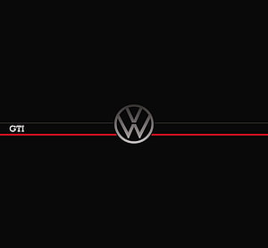 Volkswagen GTI Minimalist Logo Design with Red Accent Line on Black Background HD wallpaper