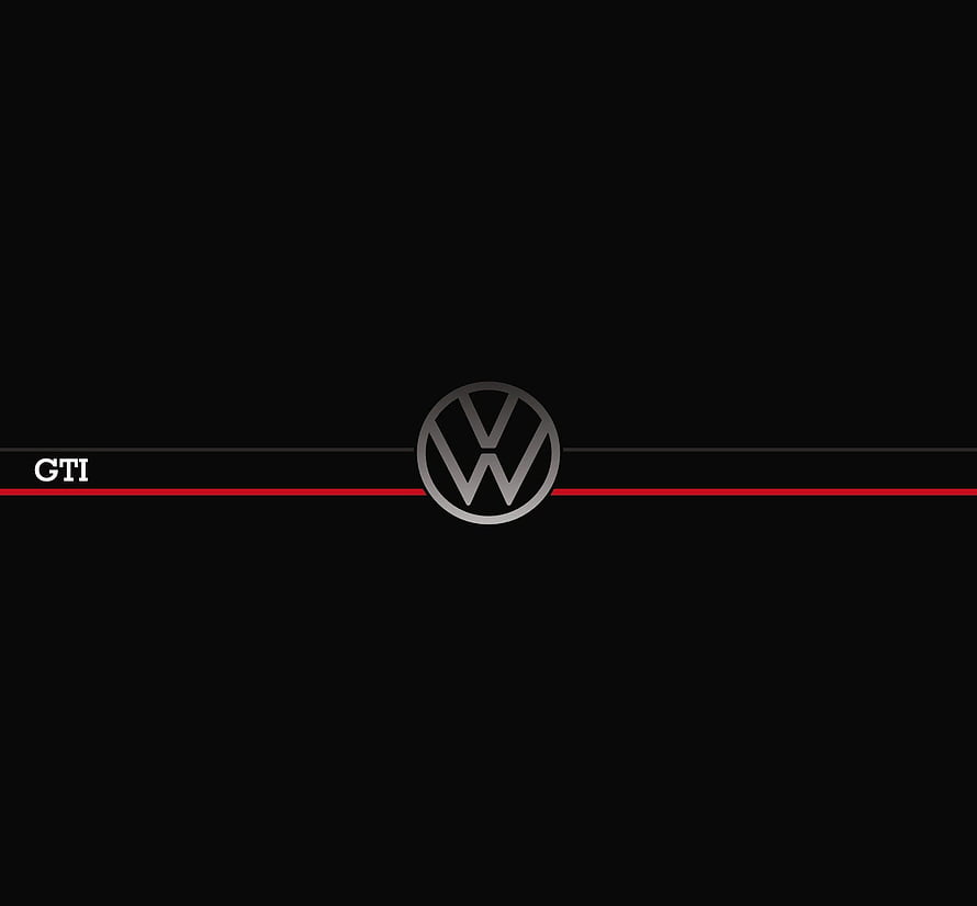 Volkswagen GTI Minimalist Logo Design with Red Accent Line on Black Background HD wallpaper