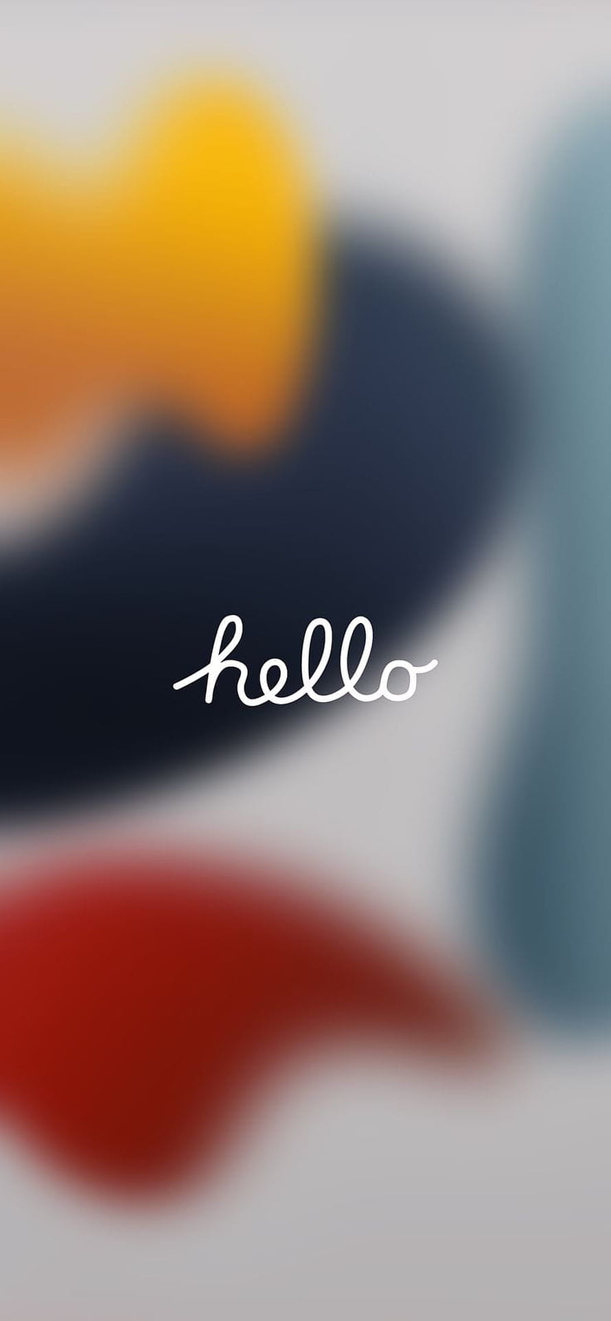 iOS 15 Hello Wallpaper with Soft Blurred Color Blobs and Minimalist Script Text HD phone wallpaper