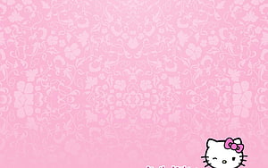 Pink Hello Kitty Floral Pattern Wallpaper with Cute Cat Character HD wallpaper