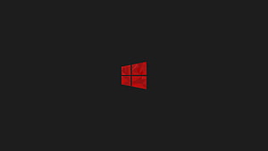 Windows 10 Red Logo on Dark Minimalist Background HD wallpaper