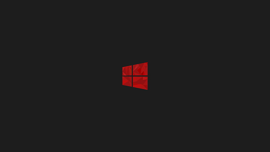 Windows 10 Red Logo on Dark Minimalist Background HD wallpaper