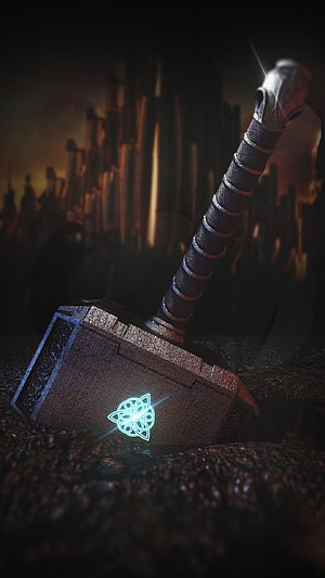 Mjolnir Thor's Hammer Glowing Rune Fantasy Art HD phone wallpaper