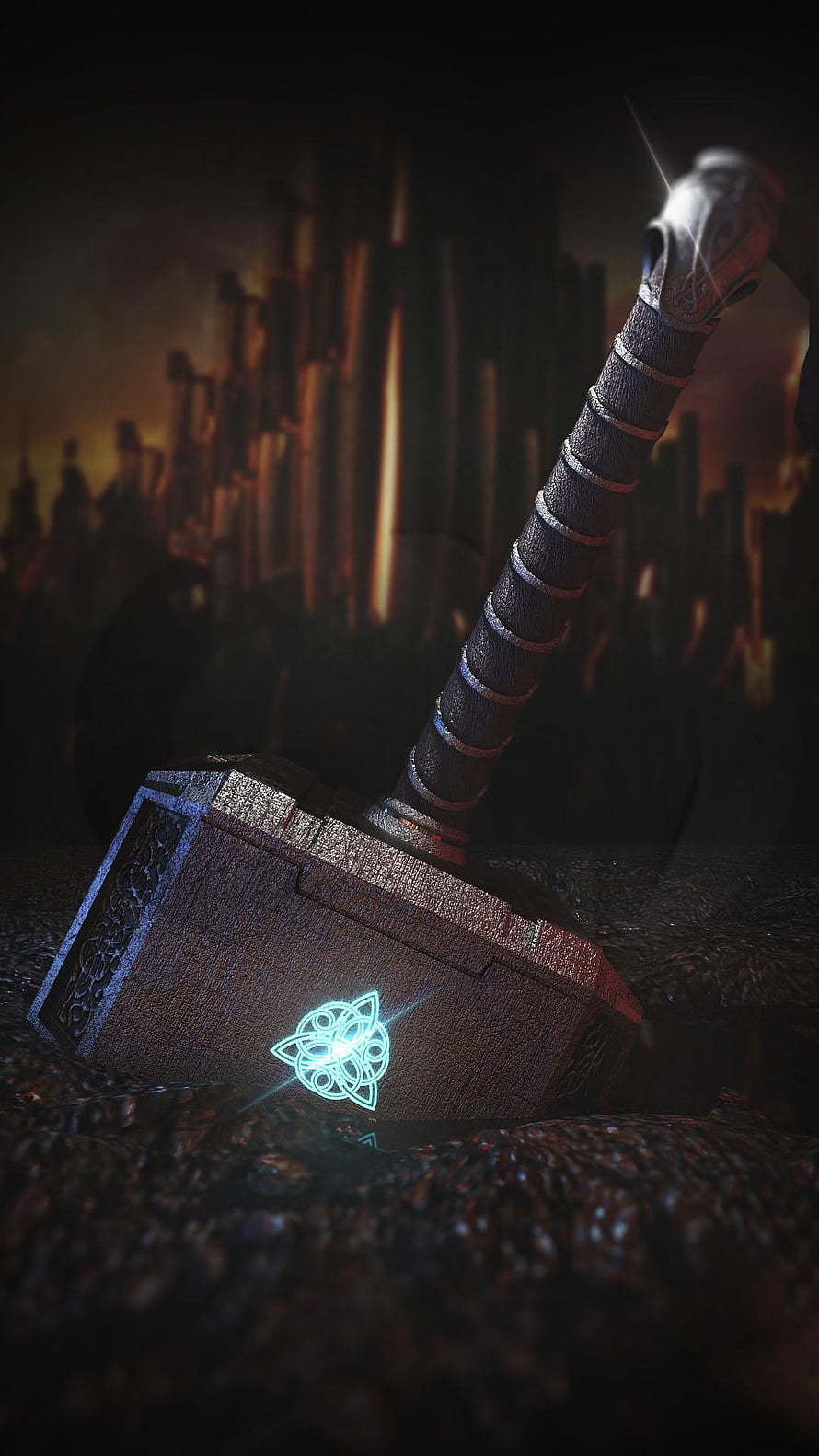 Mjolnir Thor's Hammer Glowing Rune Fantasy Art HD phone wallpaper