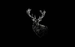 Abstract Geometric Deer Head Wireframe Art on Black Background HD wallpaper