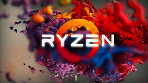 AMD Ryzen Processor Logo with Vibrant Colorful Ink Explosion Background HD wallpaper