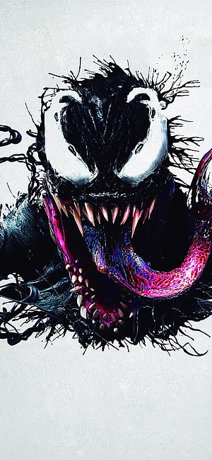 Venom Character Artwork with Sharp Teeth and Long Tongue HD phone wallpaper