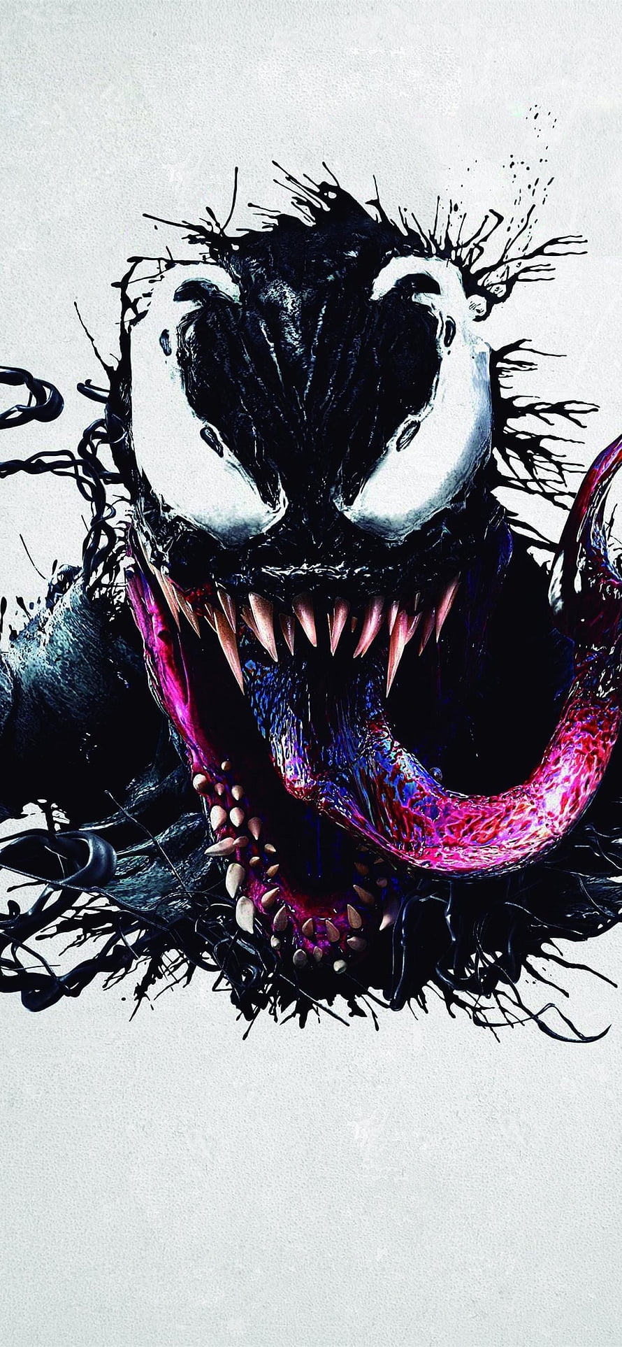 Venom Character Artwork with Sharp Teeth and Long Tongue HD phone wallpaper