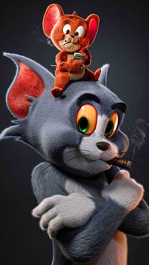 Tom and Jerry 3D Artwork with Cigars and Money HD phone wallpaper
