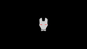 Minimalist Iron Man Mask Icon with Red Eyes on Black Background, duz siyah HD wallpaper