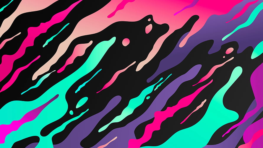 Vibrant Liquid Abstract Pattern with Neon Pink, Teal, and Purple Organic Shapes HD wallpaper