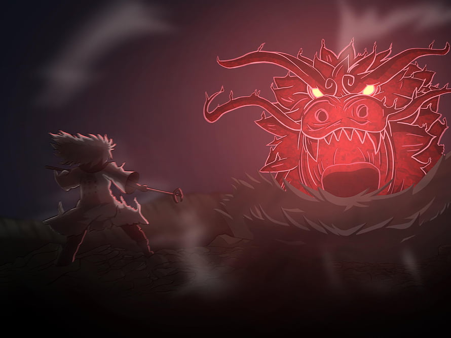 Naruto and Mighty Guy Confront Madara in Epic Red Dragon Battle Scene HD wallpaper
