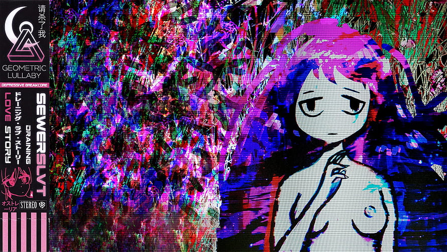 Sewerslvt Draining Love Story Glitch Art Anime Girl Wallpaper HD wallpaper