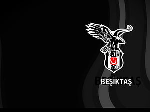 Beşiktaş JK Official Club Crest and Eagle Emblem on Dark Background HD wallpaper