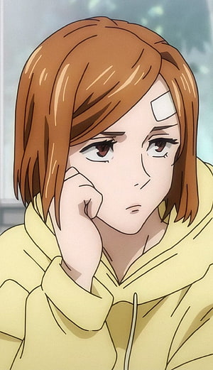 Nobara Kugisaki Anime Character Portrait in Yellow Hoodie with Bandage HD phone wallpaper