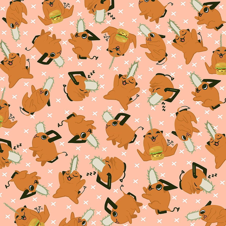 Pochita Chainsaw Dog Pattern Wallpaper from Chainsaw Man HD phone wallpaper