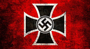 Iron Cross with Swastika Emblem on Distressed Red Background HD wallpaper