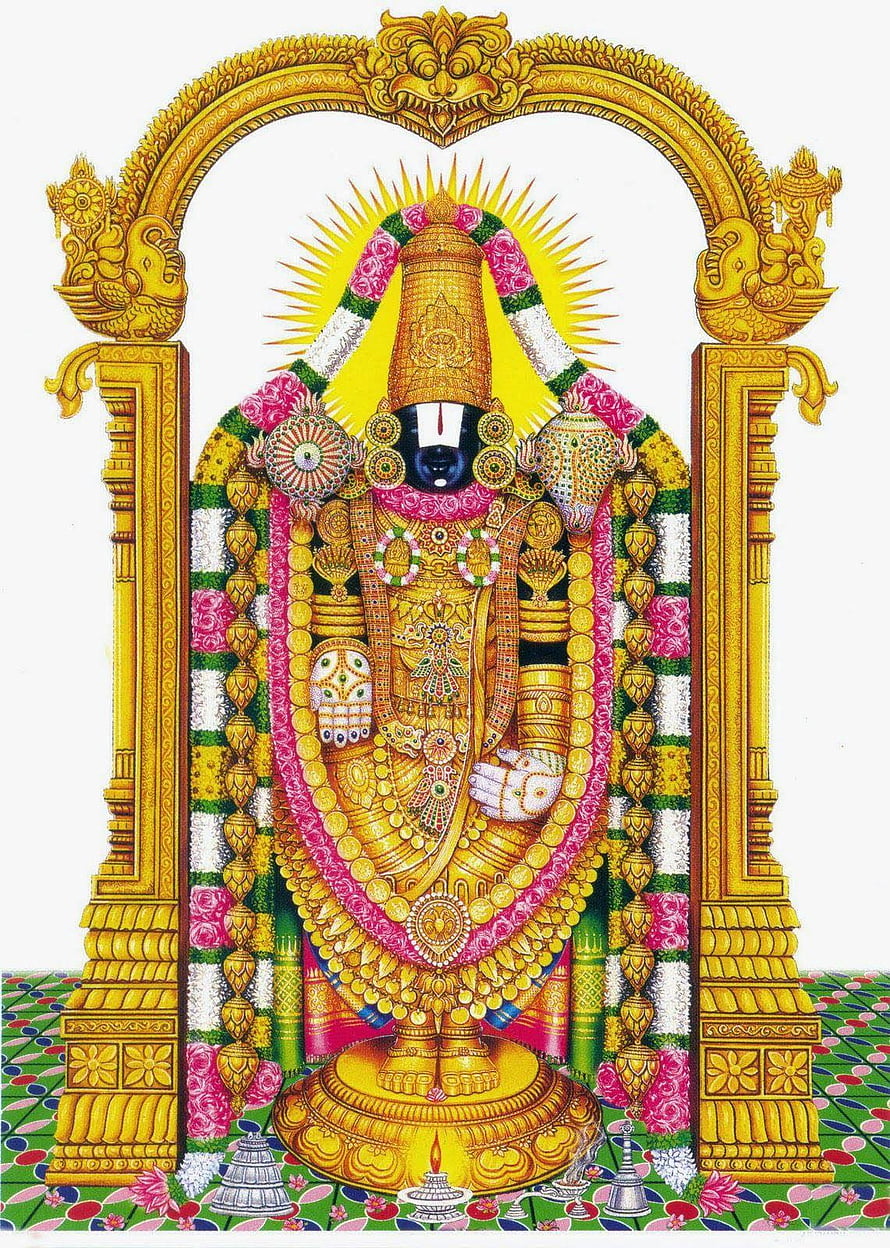 Lord Ayyappa Hindu Deity Illustration with Golden Crown and Flower Garlands HD phone wallpaper