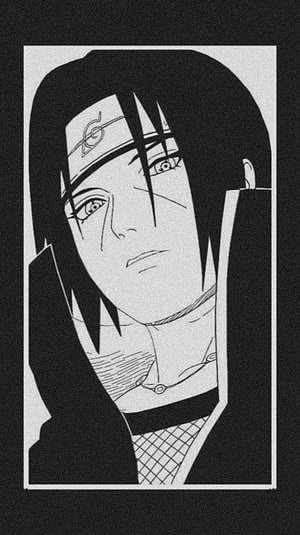 Itachi Uchiha Black and White Manga Portrait with Sharingan Eyes and Headband HD phone wallpaper