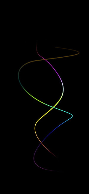 Minimalist Rainbow Spiral Line Art on Black Background HD phone wallpaper