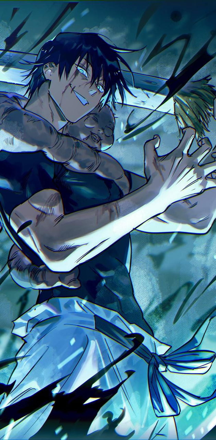 Gojo Satoru and Geto Suguru Intense Battle Scene Anime Wallpaper HD phone wallpaper