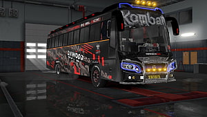 Komban Dawood Custom Bus Skin in Dark Garage with Neon Accents HD wallpaper