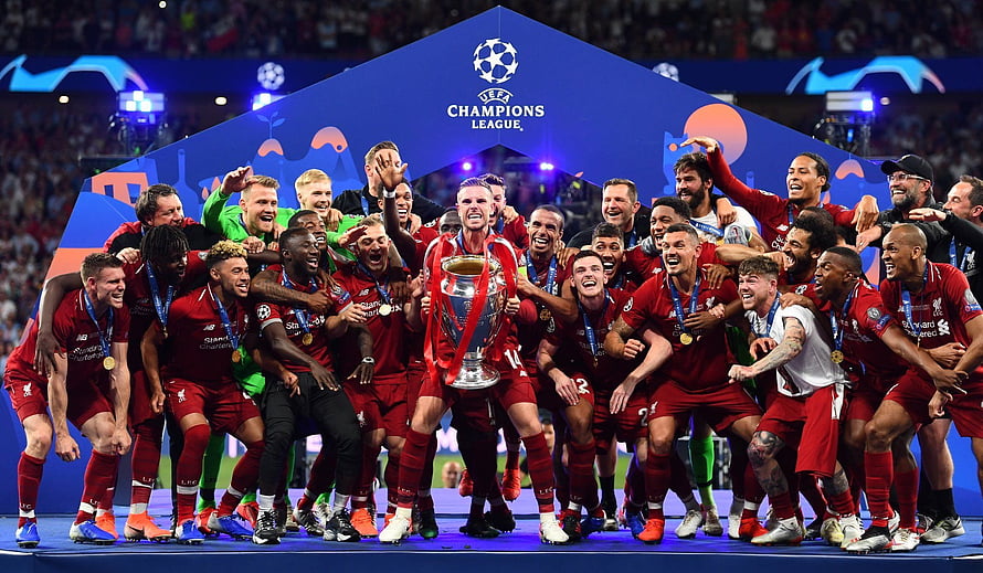 Liverpool FC Players Celebrating UEFA Champions League Trophy Victory HD wallpaper