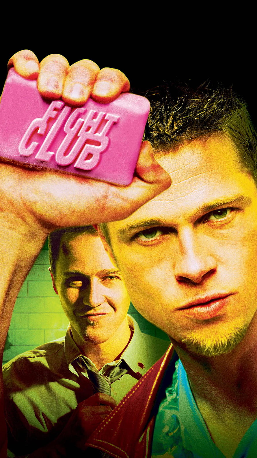 Fight Club Movie Poster Featuring Brad Pitt and Edward Norton with Pink Soap Bar HD phone wallpaper