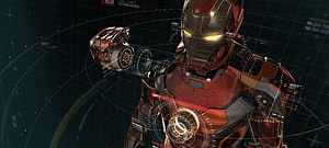 Iron Man holographic armor schematic with glowing arc reactor and HUD interface, Iron Man Ultra and Backgrounds, iron man suits HD wallpaper