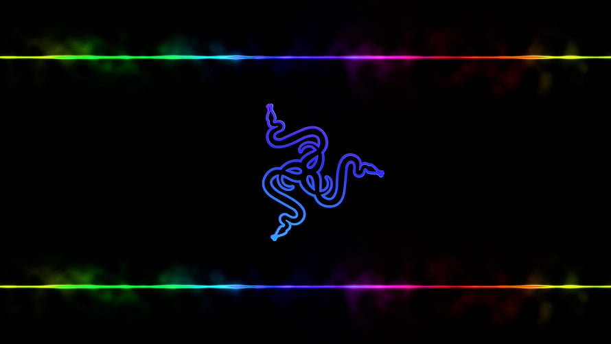 Razer Neon Logo with RGB Chroma Light Strips on Black Background HD wallpaper