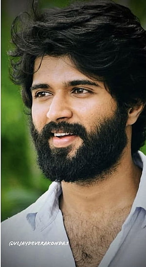 Vijay Deverakonda Portrait With Full Beard And Wavy Hair HD phone wallpaper