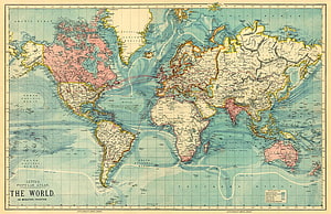Antique Mercator Projection World Map from Letts Popular Atlas HD wallpaper