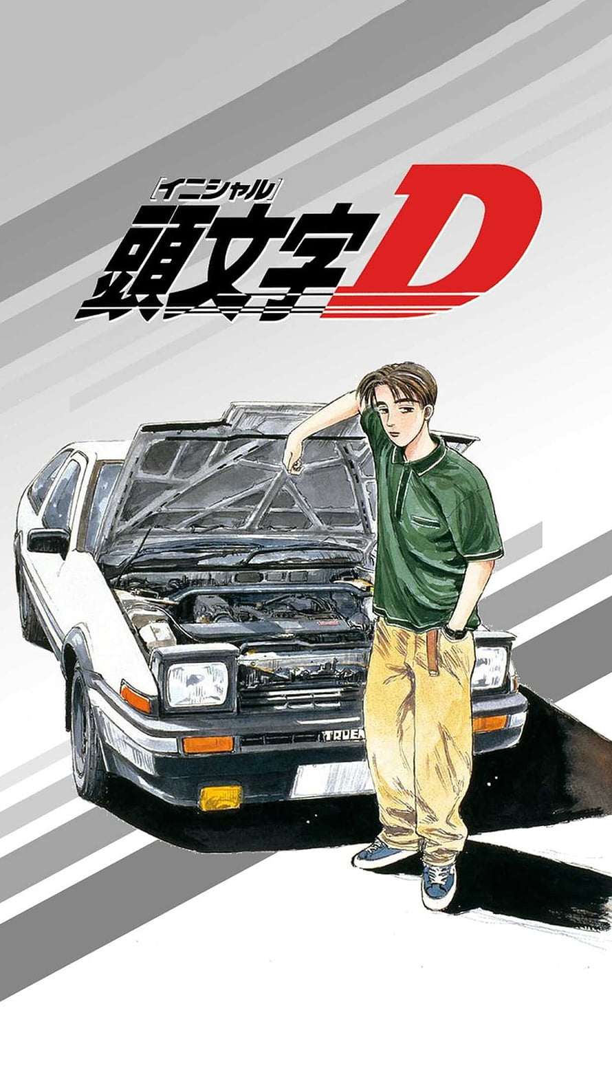 Initial D Takumi Fujiwara and Toyota AE86 Trueno Anime Illustration HD phone wallpaper