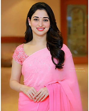 Tamannaah Bhatia in a Pink Saree with Sequined Blouse HD phone wallpaper