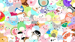 Colorful Squishmallow Character Pattern Illustration HD wallpaper