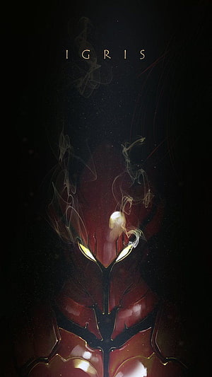 Igris from Solo Leveling in Dark Red Armor with Glowing Eyes and Smoke HD phone wallpaper