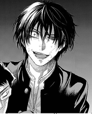 Anime boy with messy black hair laughing maniacally in a school uniform, Yuuichi Katagiri, tomodachi game HD phone wallpaper