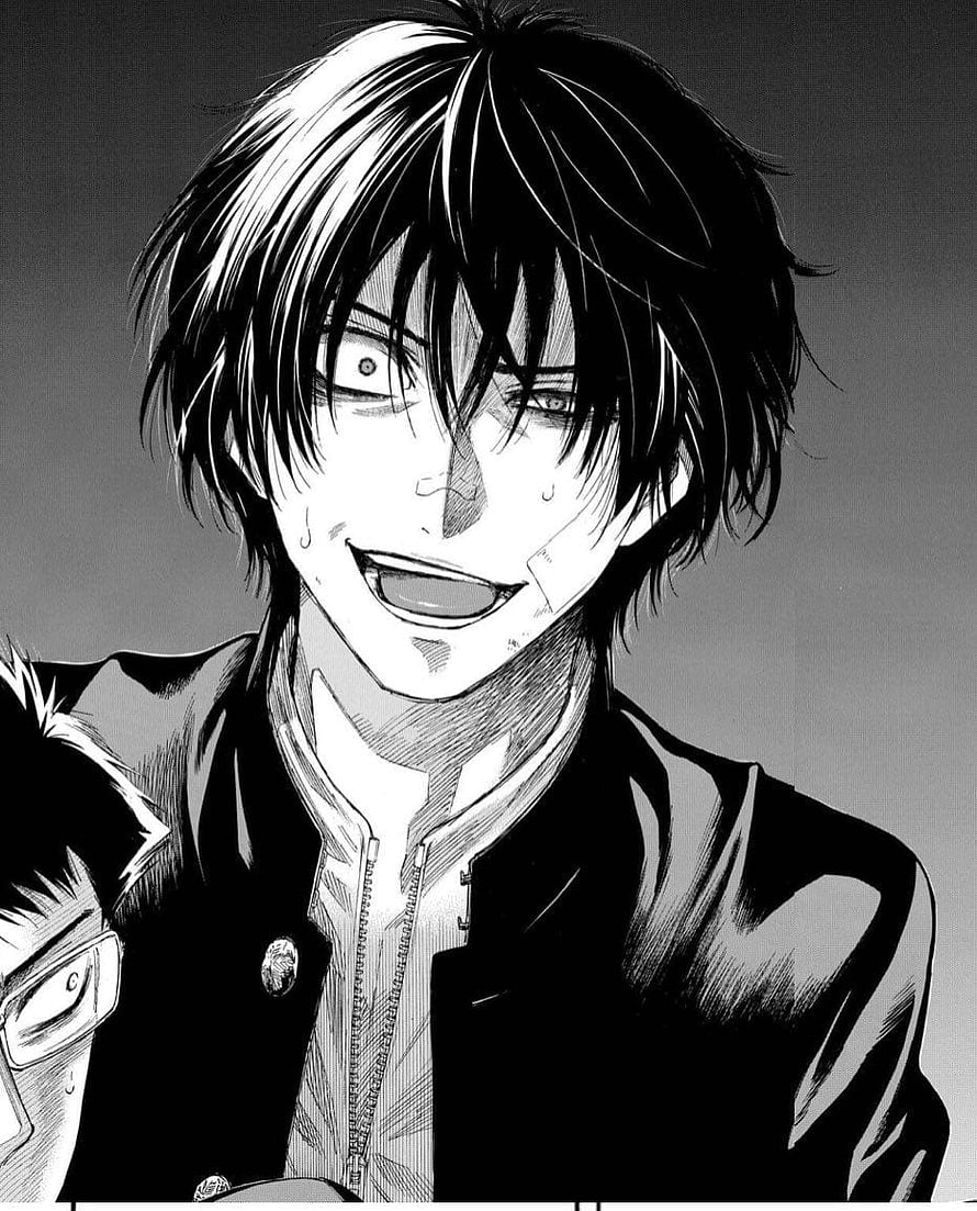 Anime boy with messy black hair laughing maniacally in a school uniform, Yuuichi Katagiri, tomodachi game HD phone wallpaper
